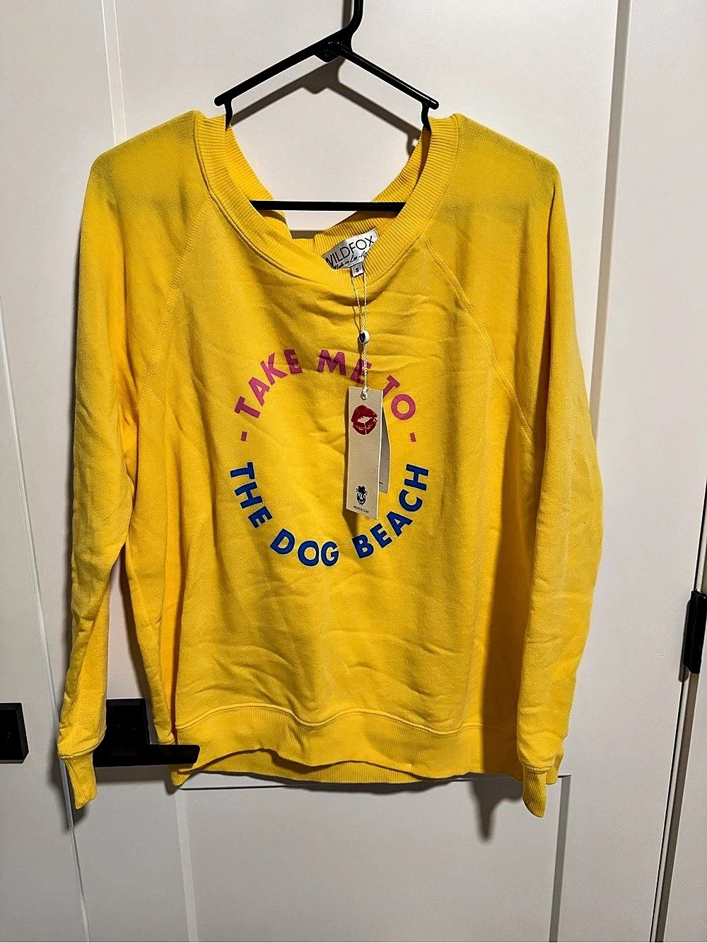 Wildfox Take Me To The Dog Beach Sweatshirt Graphic Long Sleeve NWT